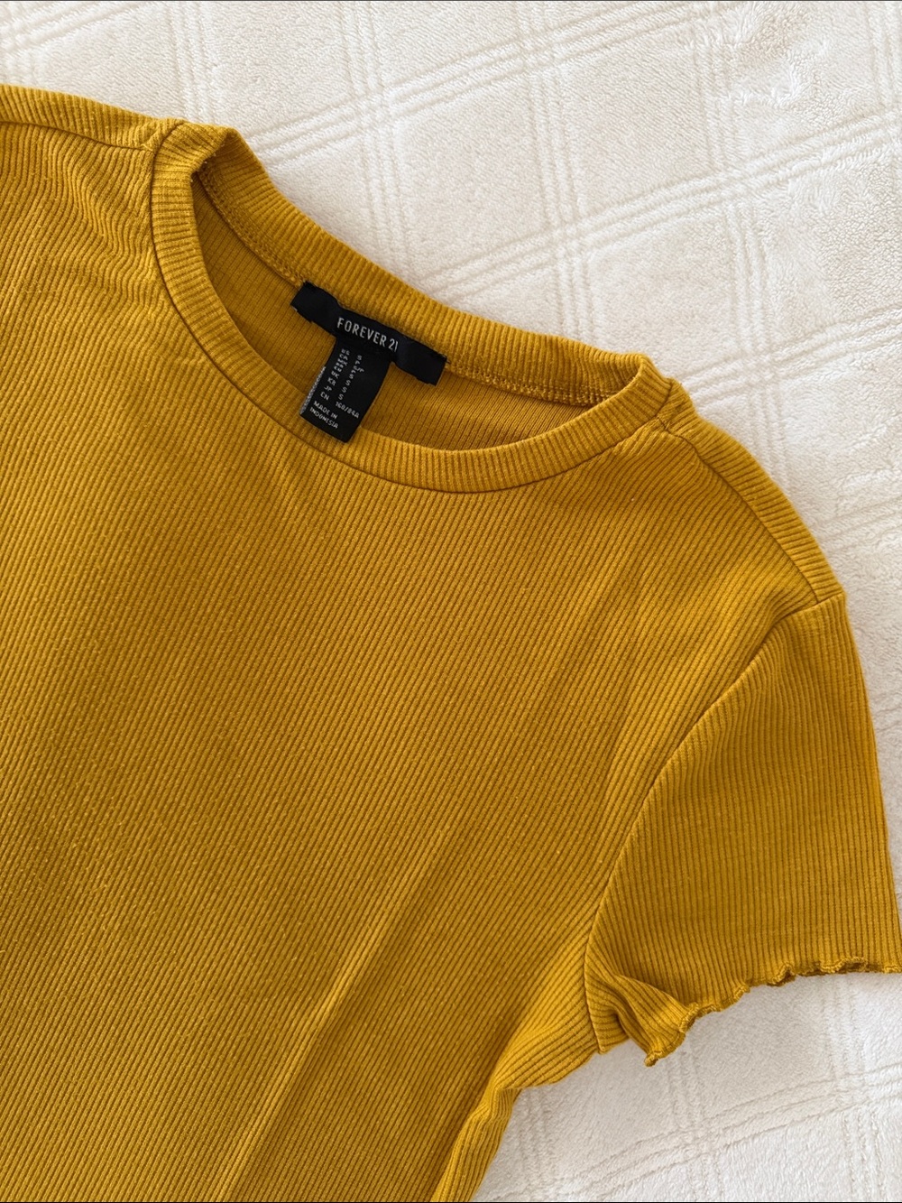 Forever 21 Mustard Ribbed Short Sleeve Tee